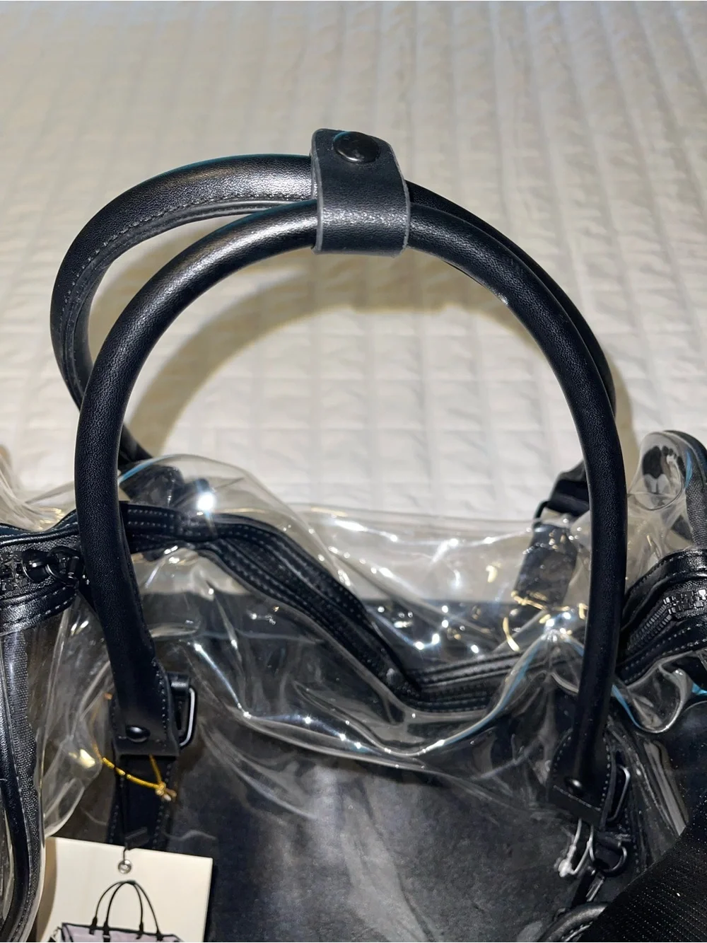 Max Studio Clear Tote with Vegan Leather Trim